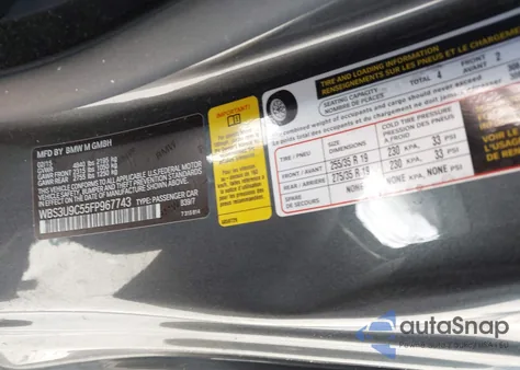 2015 BMW M4 из США, поврежденный, VIN WBS3U9C55FP967743